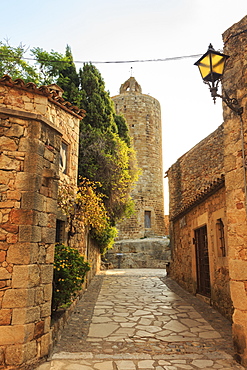 Tower of the Hours, castle remains in the gorgeous medieval hilltop walled village, Pals, Baix Emporda, Girona, Catalonia, Spain, Europe