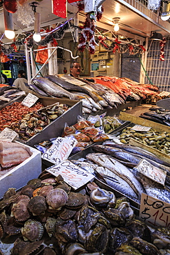 Attractive fresh fish stall, Mercado Central (Central Market), Santiago Centro, Santiago de Chile, Chile, South America