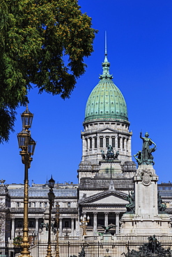 Green domed Palacio del Congreso, Plaza Congreso, Congreso and Tribunales, Buenos Aires, Argentina, South America