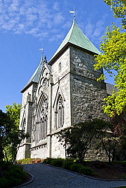 Stavanger Cathedral and trees, Stavanger, Norway, Scandinavia, Europe 