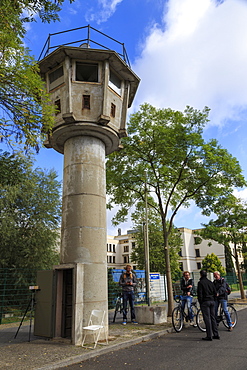 Original GDR border (Berlin Wall) watchtower, Erna-Berger-Strasse, Potsdamer Platz, Berlin, Germany, Europe