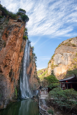 Waterfall and canyon at GuanYin Gorge near Lijiang, Yunnan, China, Asia