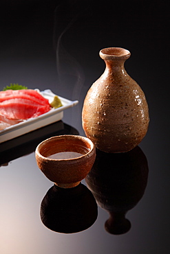 Traditional Japanese Sake Cup and Jug