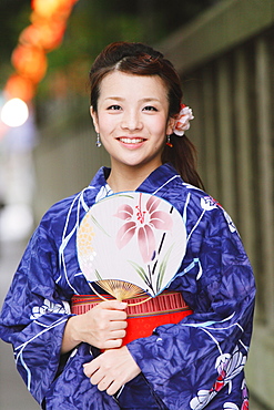 Young Japanese Woman in Summer Yukata