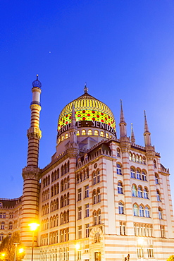 The former tobacco factory Yenidze in Dresden, the colourful dome is modelled on a mosque