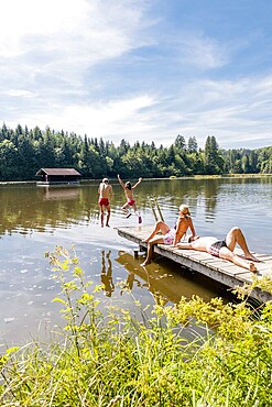 A family from Munich bathing at Hackensee, Bavaria