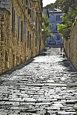 Old town cobblestones alley in Pula, Croatia