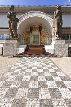 Entrance of Museum Kunstlerkolonie in Darmstadt, Germany, low angle view