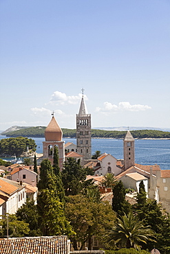 View of belfries of Rab, Kvarner, Croatia