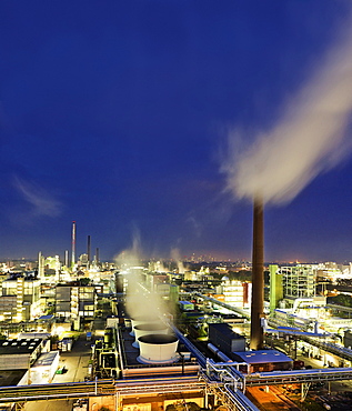 View of industrial park in Frankfurt, Hesse, Germany