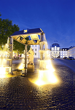 View of statue and castle at Saarbrucken, Saarland, Germany