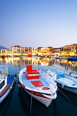 Boats moored on harbour at Rethymnon, Crete, Greek