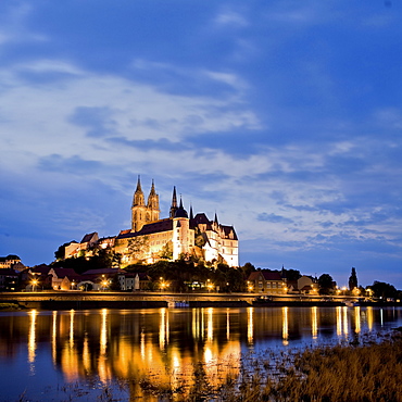 Albrechtsburg and Meissen Cathedral on Elbe river in Saxony, Germany