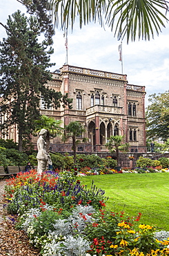 View of Colombi park with Colombi castle in Freiburg, Germany