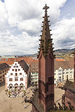 View of Old Town Cathedral Square from Munster, Freiburg, Germany