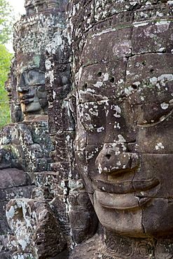 Buddha faces at Bayon, Angkor temples, Siem Reap, Cambodia, Southeast Asia