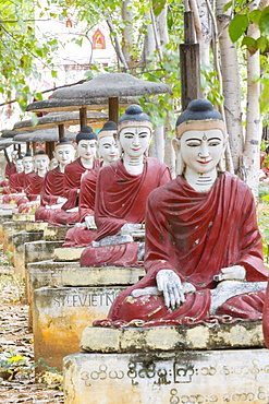 Thousands of sitting buddhas in the park of a thousand bodhi trees - Maha Bodhi Ta HtaungHtaung, Monywa, Sagaing, Myanmar (Burma), Southeast Asia