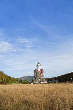 Lettet sitting buddha under construction, Mon, Myanmar (Burma), Southeast Asia