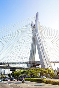 Octavio Frias de Oliveira Bridge by Joao Valente Filho in the Brooklin district of Sao Paulo, Brazil, South America