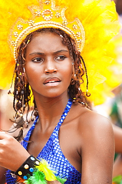 Local woman dressed up for the Maracatu parades at Carnival, Nazare da Mata, Pernambuco, Brazil, South America