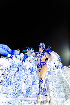 Dancers at the main Rio de Janeiro Carnival parade in the Sambadrome (Sambodromo) arena, Rio de Janeiro, Brazil, South America