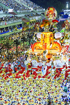 Dancers at the main Rio de Janeiro Carnival parade in the Sambadrome (Sambodromo) arena, Rio de Janeiro, Brazil, South America