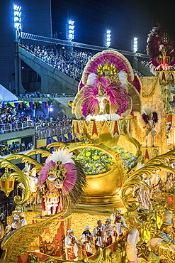 Dancers at the main Rio de Janeiro Carnival parade in the Sambadrome (Sambodromo) arena, Rio de Janeiro, Brazil, South America