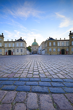 View of Amalienborg Palace towards Marble Church from Palace Square, Copenhagen, Denmark, Europe