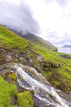 Waterfall, Kunoy Island, Nordoyar, Faroe Islands, Denmark, Europe