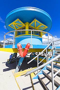 Lifeguard tower, South Beach, Miami, Florida, United States of America, North America