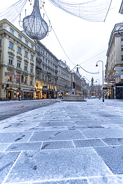 Christmas ornaments in the iconic Graben street, famous for shopping, Vienna, Austria, Europe