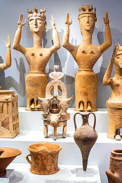 Collection of statues and artefacts of the Minoan civilization, Heraklion Archaeological Museum, Crete island, Greek Islands, Greece, Europe