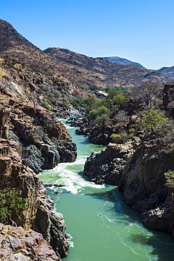 Epupa Falls on the Kunene River on the border between Angola and Namibia, Namibia, Africa