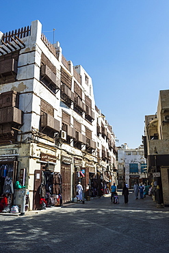 Traditional houses in the old town of Jeddah, UNESCO World Heritage Site, Saudi Arabia, Middle East