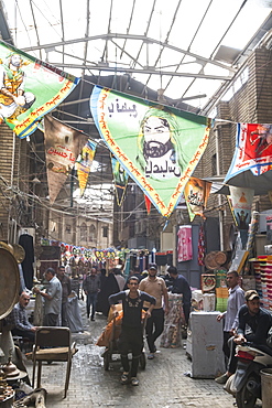 Martyrs flags in the Copper bazaar, Baghdad, Iraq, Middle East