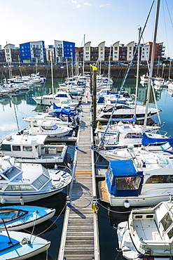 Sport boat harbour, St. Helier, Jersey, Channel Islands, United Kingdom, Europe