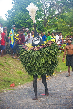 Traditional masked man at a Taboo death ceremony, East New Britain, Papua New Guinea, Pacific