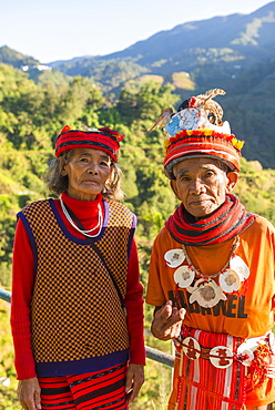 Portrait of an elderly couple in traditional clothes, Banaue, Luzon, Philippines, Southeast Asia, Asia