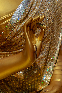 Golden  hand detail at Wat Suthep (Wat Phra That Doi Suthep), historical Buddhist temple, in the forest above Chiang Mai, Thailand, Southeast Asia, Asia
