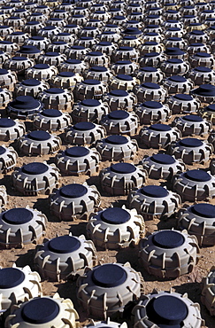 Landmines, western sahara. Landmines captured from the moroccan army. Displayed at polisario military museum