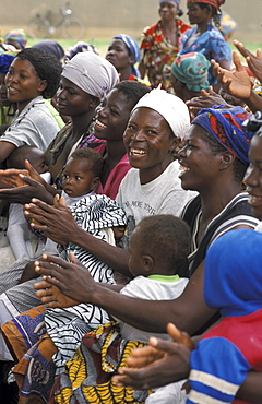 Ghana women singing at a mother/child health clinic bongo, bolgatanga