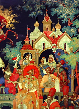 Russia detail of miniature box painting by andrei arapov palekh