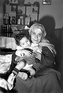 Family grandmother and child. Muslim country