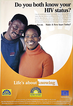 Namibia aids prevention poster at an testing clinic in windhoek