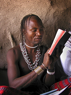 Watatulu tribals at catholic mass in a hut, tanzania. Mwankale