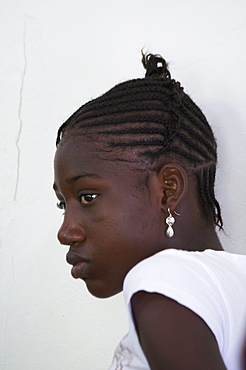 Jamaica. Girl at sunday mass at catholic church in chester castle