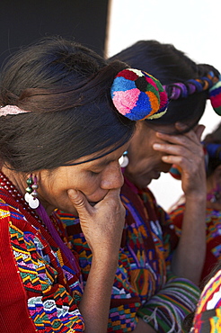 Guatemala catholic church meeting. women praying, chajul, el quiche