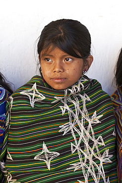 Guatemala mayan indian girl of chajul, el quiche, wearing her traditional dress