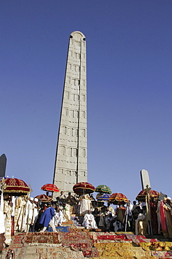 Ethiopia the maryam feast, feast of mary, at axum. The patriarch and archbishops assembled beneath the stela of king ezana