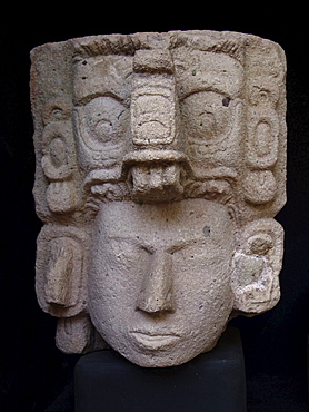 Honduras stone head at copan mayan ruins